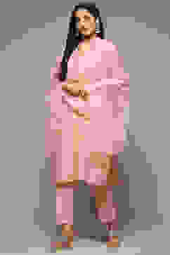 Blush Pink Cotton Blend Straight Kurta Pant Suit Set image number 6