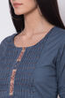 Dark Blue Cotton Straight Kurta Flared Palazzo Suit Set image number 1
