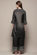 Sage Green Art Silk Straight Kurta Palazzo Suit Set image number 5