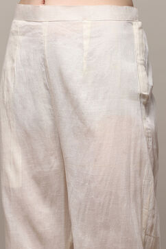 Off White Cotton Hand Embroidered Unstitched Suit Set image number 3