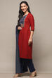 Maroon Cotton Unstitched Suit Set image number 5
