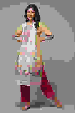 Yellow LIVA Straight Printed Kurta image number 0