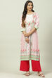 Pink Cotton Straight Printed Kurta image number 0