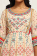 Ecru Cotton Geometric Printed Anarkali Suit Set image number 1