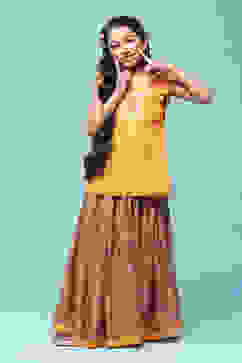 Orange Cotton Straight Printed Kurta Skirt Suit Set image number 0