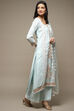 Light Blue Muslin Lace Unstitched Suit Set image number 7