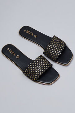 Black Sequin Embellished Slides image number 6