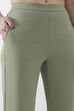 Blue Viscose Blend Wide Leg Pants image number 1