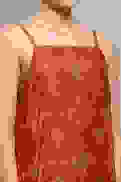 Orange Viscose Blend Straight Printed Suit Set image number 1