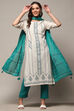 Sea Green Cotton Unstitched Suit Set image number 1