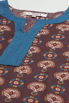 Dark Brown Straight Cotton Printed Sleepwear image number 1