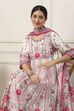 White Cotton Floral Printed Kalidar Suit Set image number 7