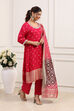 Pink Viscose Rayon Straight Suit Set image number 5