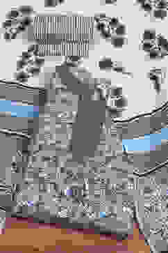 Grey Cotton Screen Print Unstitched Suit Set image number 0