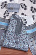 Green Cotton Screen Print Unstitched Suit Set image number 0