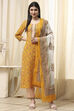 Royal Blue Cotton Screen Print Unstitched Suit Set image number 1