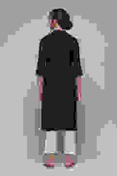 Black Polyester Straight Yarndyed Kurta image number 4