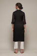 Black Polyester Straight Yarndyed Kurta image number 4