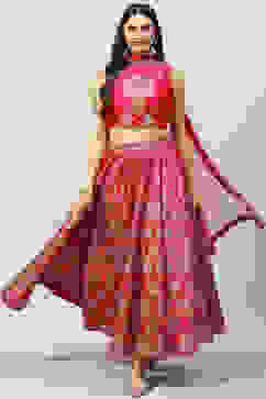 Fuschia Art Silk Lehenga Set image number 0