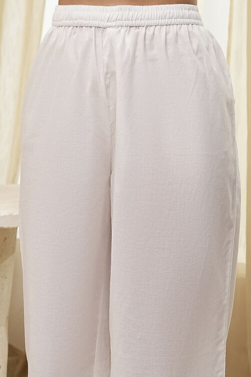 White and Blue Cotton Asymmetric Suit Set image number 2