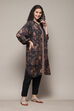 Black Printed High-Low Relaxed Fit Kurta image number 2