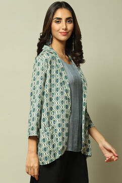 Ice Blue LIVA Printed Jacket image number 6