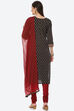 Black Cotton Unstitched Suit Set image number 4