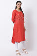 Red Cotton Straight Printed Kurta image number 3