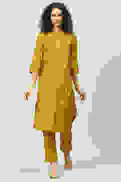 Mustard Poly Viscose Straight 2 Piece Set image number 0