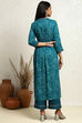 Fuchsia Floral Printed Flared Suit Set image number 4