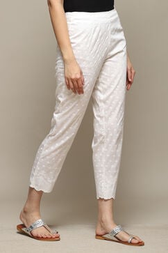 White Viscose Printed Narrow Pants image number 4