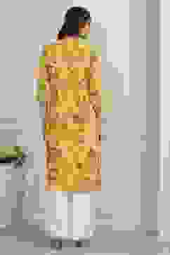 Yellow Viscose Rayon Straight Kurta image number 3