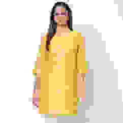 Yellow Poly Cotton Short Yarndyed Kurti image number 3