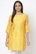 Yellow Poly Cotton Short Yarndyed Kurti image number 3