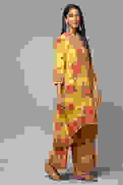 Yellow Rayon Asymmetric Kurta Palazzo 2 Piece Set image number 5