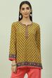 Mustard Art Silk Straight Printed Kurti image number 0