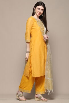 Mustard Polyester Straight Suit Set image number 6