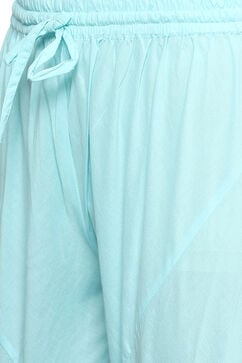 Turquoise Cotton Blend Layered Kurta Churidar Suit Set image number 3
