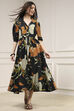 Black Viscose Rayon Straight Printed Dress