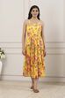 Yellow Viscose Rayon Tiered Dress image number 5