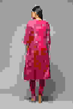 Fuschia Art Silk Flared 2 Piece Set image number 4