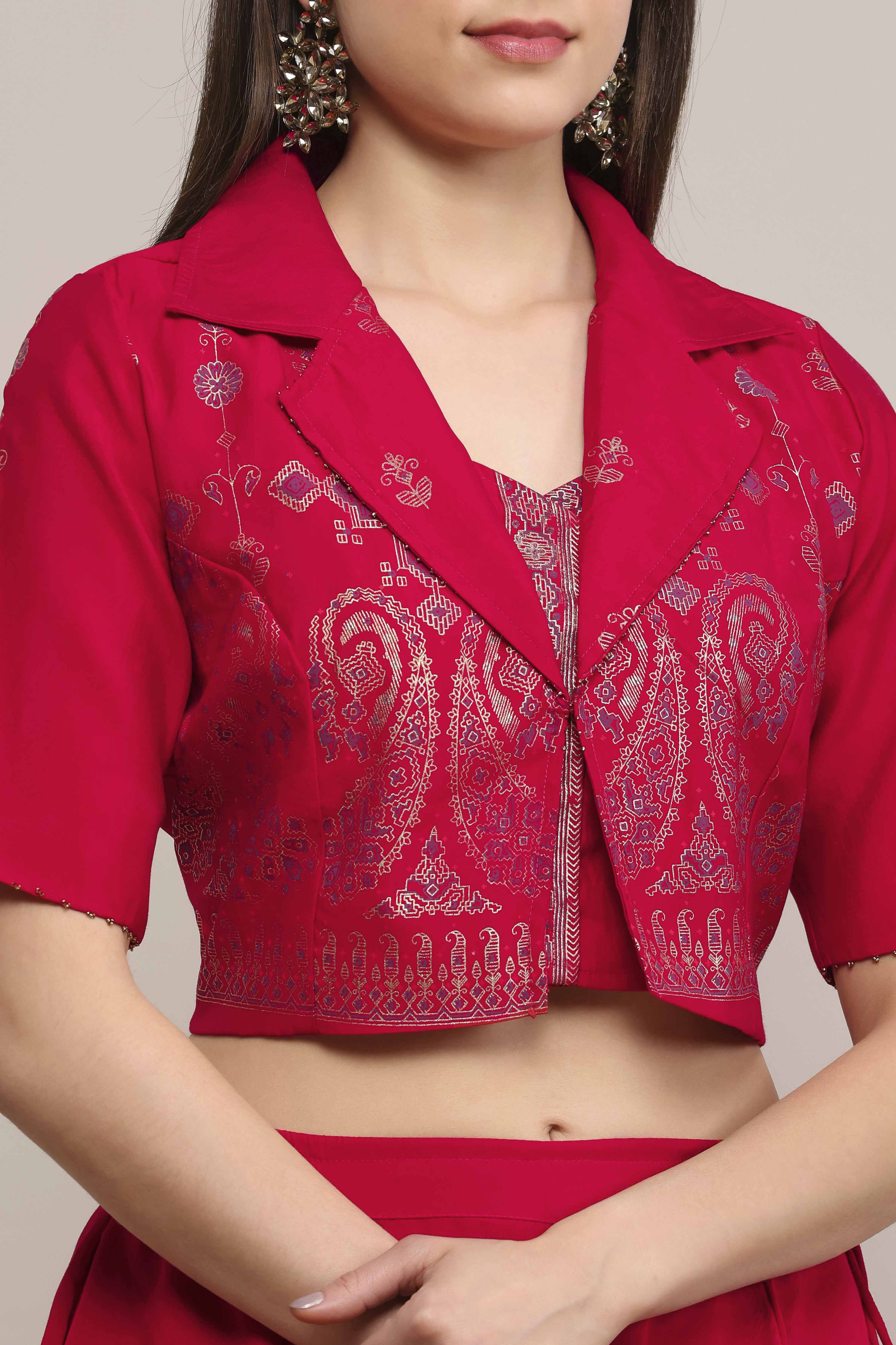 Fuchsia Viscose Rayon Kalidar Lehenga Set image number 1