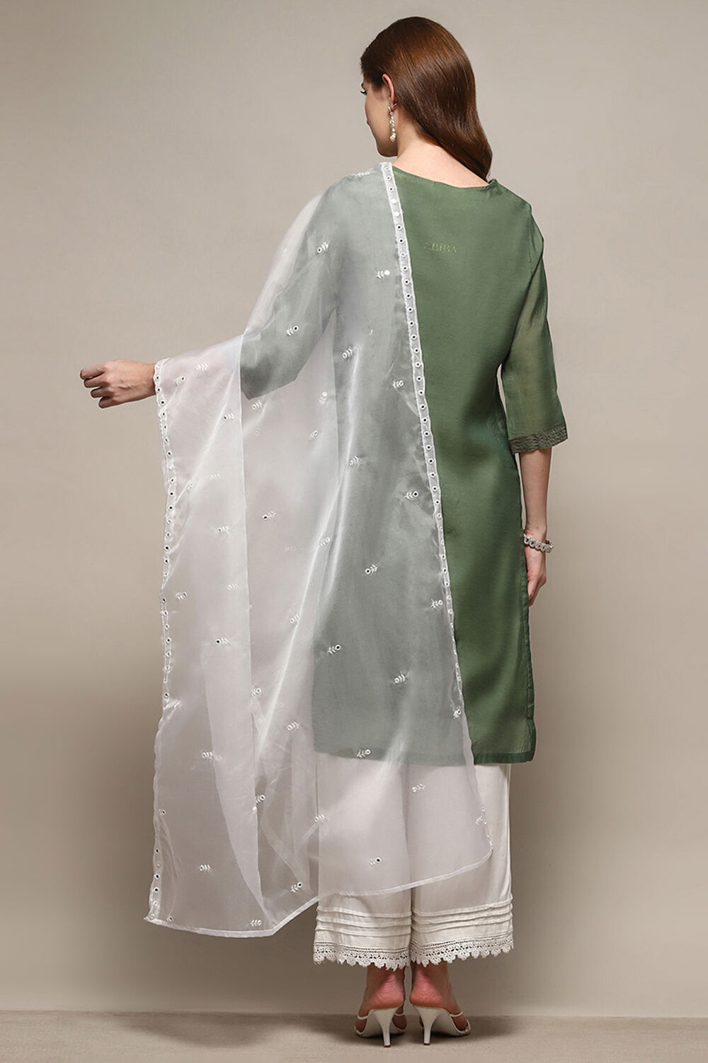 White Nylon Embroidered Dupatta image number 0