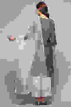 White Nylon Embroidered Dupatta image number 0