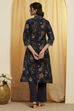 Blue Polyester Straight Kurta image number 4