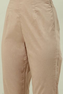 Khaki Cotton Straight Kurta Pants Suit Set image number 6