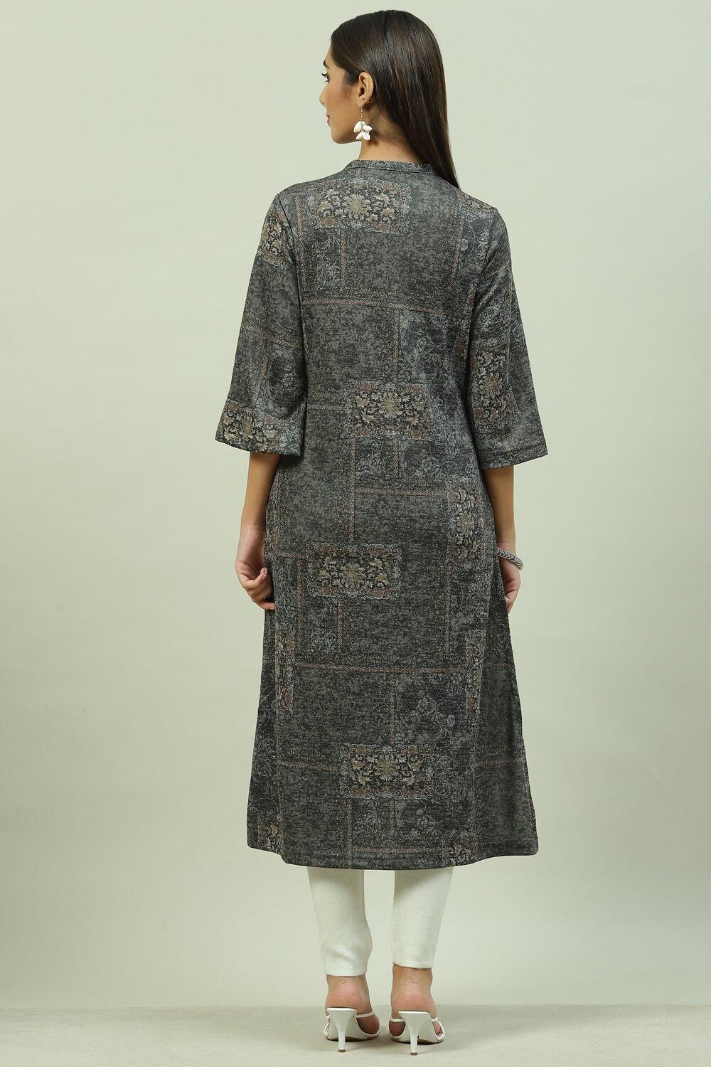 Oil Pink Straight Printed Kurta image number 4