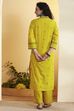Lime Yellow Cotton Yarndyed Straight Kurta Set image number 5