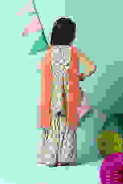 Turquoise Cotton Flared Kurta Sharara Suit Set image number 4