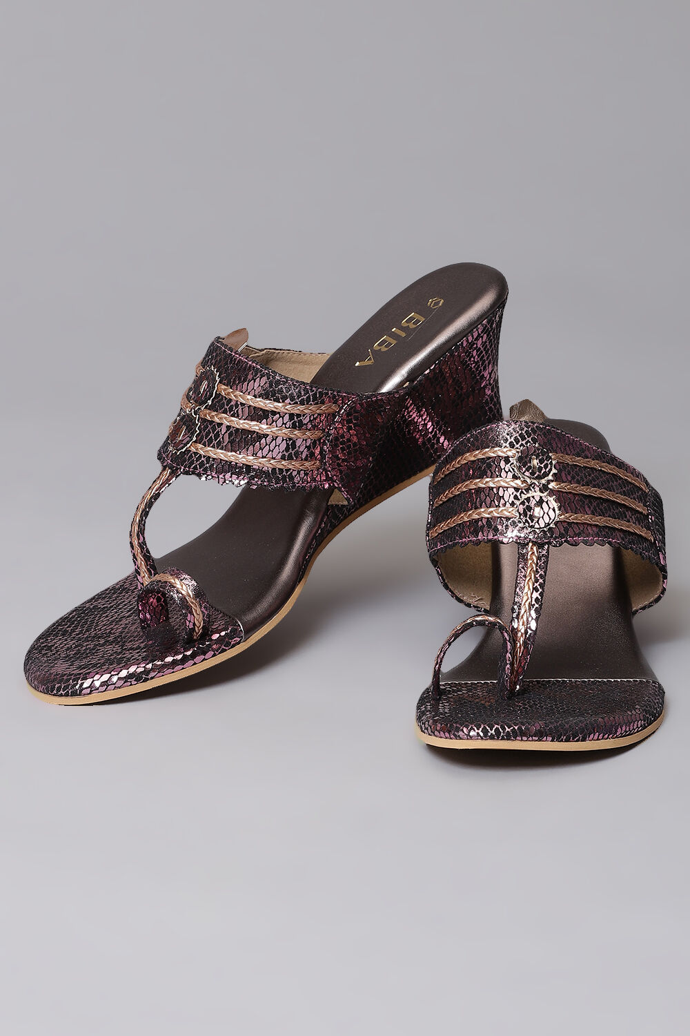 Purple Synthetic Formal Wedges at Biba India